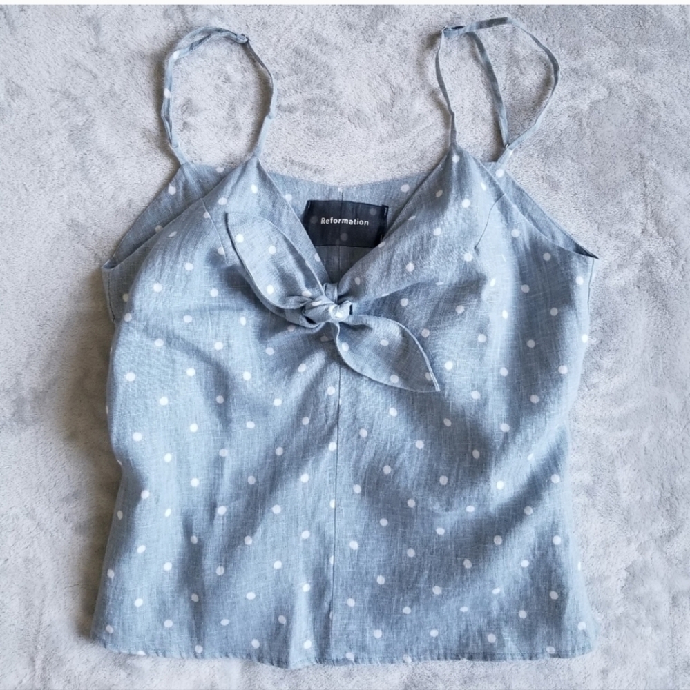 Reformation Blue Polka Dot Women's Top